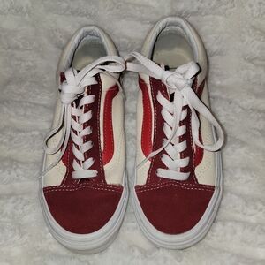 Vans Red and White Old Skool Sneakers